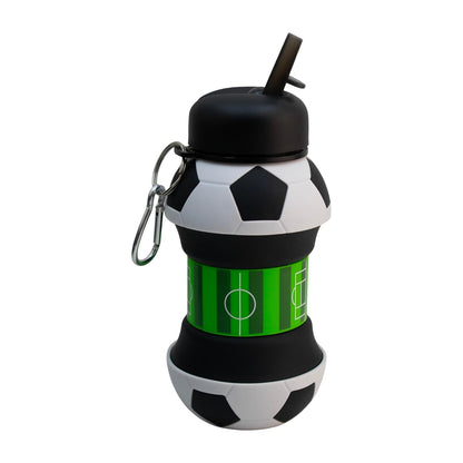 Top Choice - Botella de Agua Plegable en Forma de Pelota de soccer, 550 ml, Botella Deportiva de Silicón Libre de BPA, Reutilizable y Expandible para Niños, Escolar y Deportes