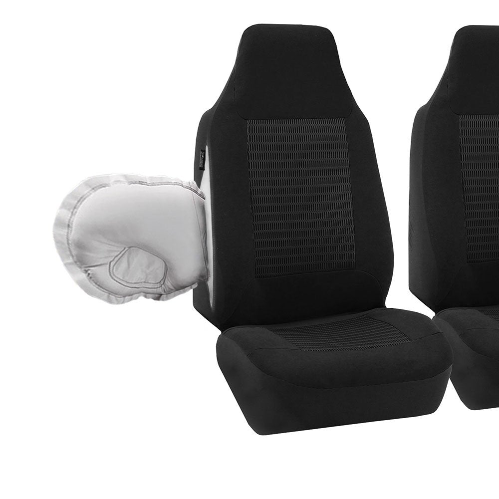 FH GROUP FB107BLACK102 Black Premium Fabric Bucket Car Seat Cover, Set of 2 (Airbag Compatible)