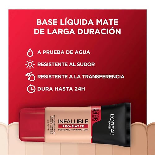 L'Oréal Paris, Base de maquillaje líquida de larga duración, Infallible 24h Pro-matte, Tono Classic Tan, 30ml