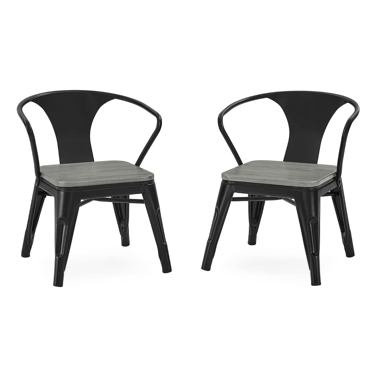Delta Children Set de 2 Sillas Bistro Infantiles - Negro con tablero gris - One Size