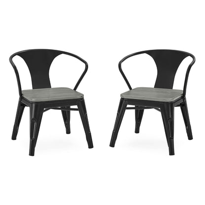 Delta Children Set de 2 Sillas Bistro Infantiles - Negro con tablero gris - One Size