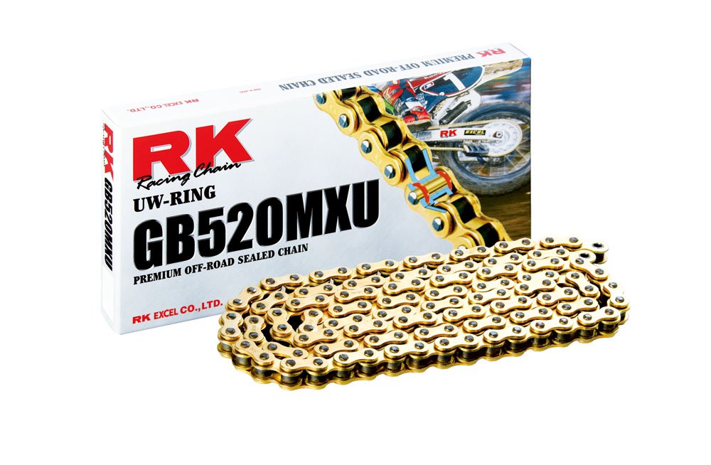 RK GB52MXU-7 - Cadena de carreras (7 eslabones dorados, resistente), Dorado, 114 Link - 114 Link