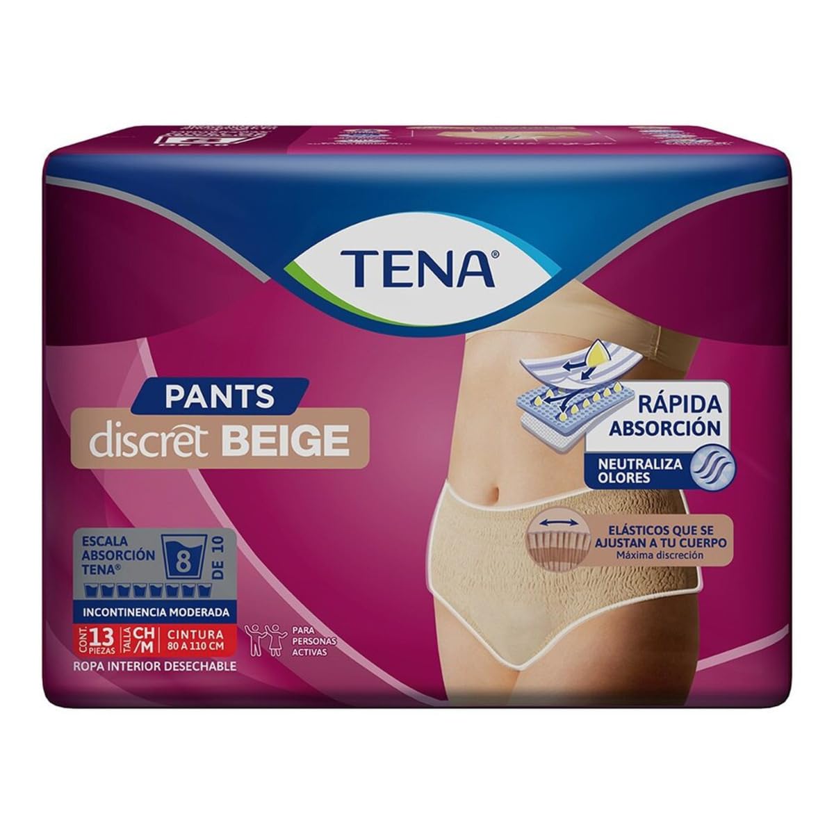 TENA Pants Discret M, Ropa interior desechable, 13 piezas