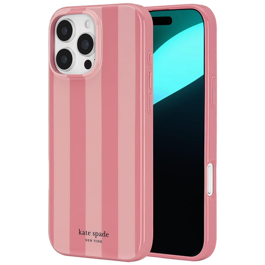 Kate Spade New York - Funda para iPhone 16 Pro MAX, diseño de Rayas de Coral Rosa