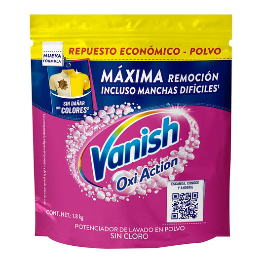 Vanish Quitamanchas Desinfectante para Ropa de Color en Polvo Rosa de 1.8 kg
