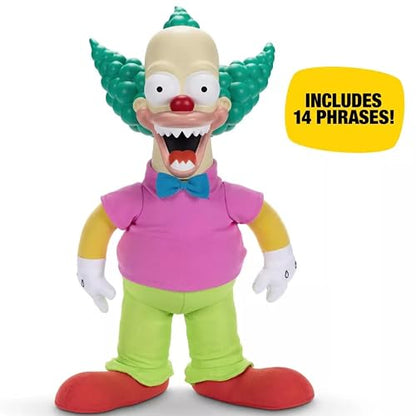 Jakks Pacific - The Simpsons Talking Krusty Doll de 40 cm – Modos Bueno/Malo, Frases en Inglés y Switch, con Cuerda Tiradora – Peluche Articulado Oficial para Fans 14+ Años