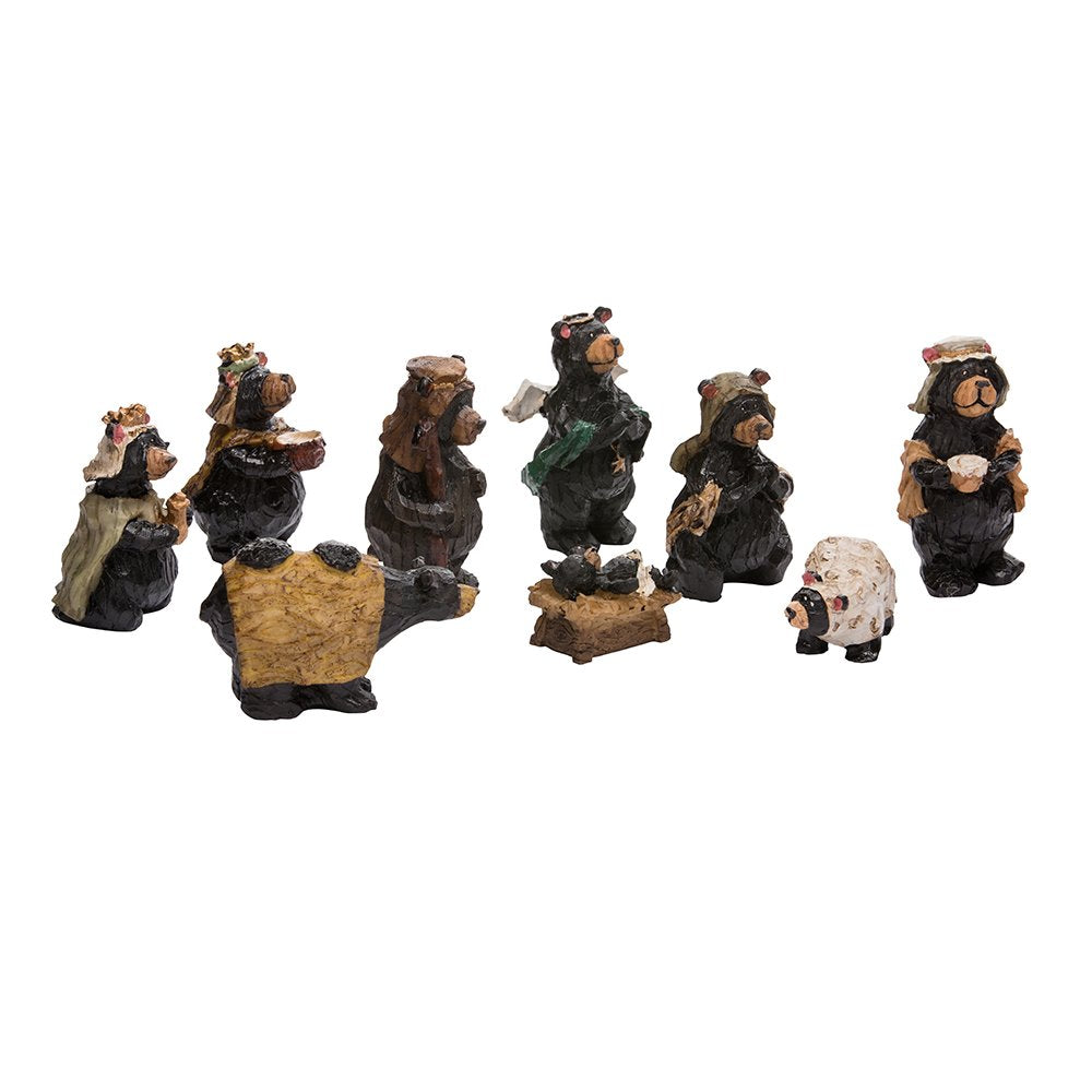Kurt Adler J3383 Resin Nativity Bear, 4-Inch, Set of 9