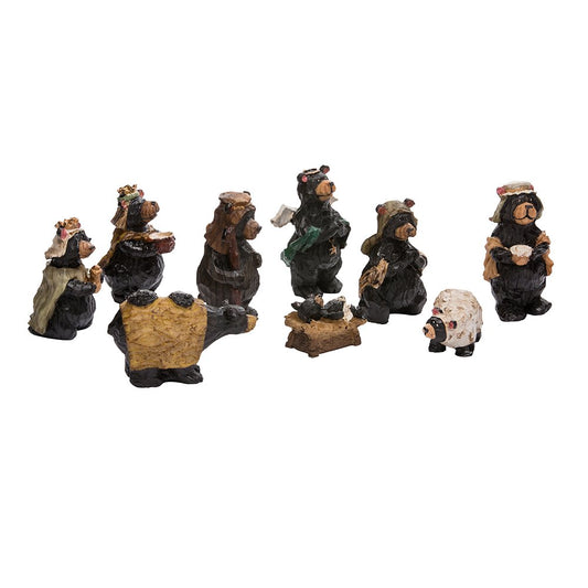 Kurt Adler J3383 Resin Nativity Bear, 4-Inch, Set of 9