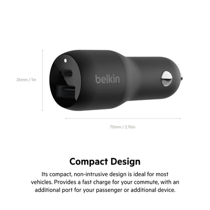 Belkin CCB004btBK Cargador Doble para Automóvil con Pps de 37 W, Negro