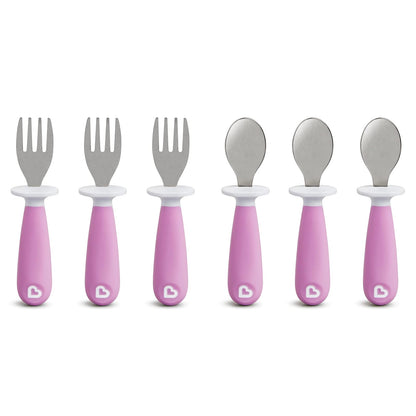 Munchkin Raise Tenedores y Cucharas para Niños, Paquete de 4, 12+ Meses - Paquete de 6 - Púrpura