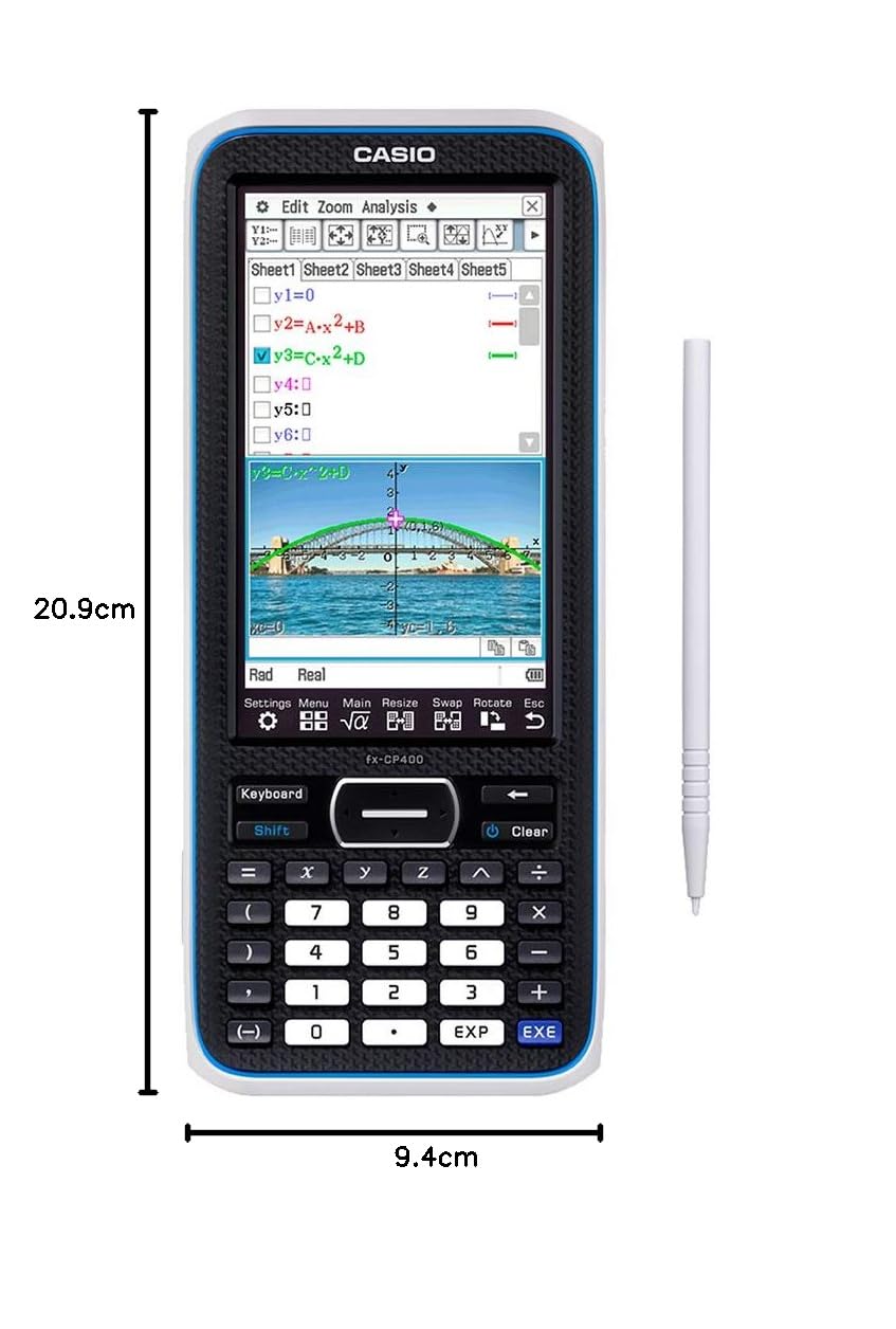 Casio Calculadora Graficadora fx‑CP400, Color Negro, +5000 Funciones, Solar y Batería, Nivel Universidad