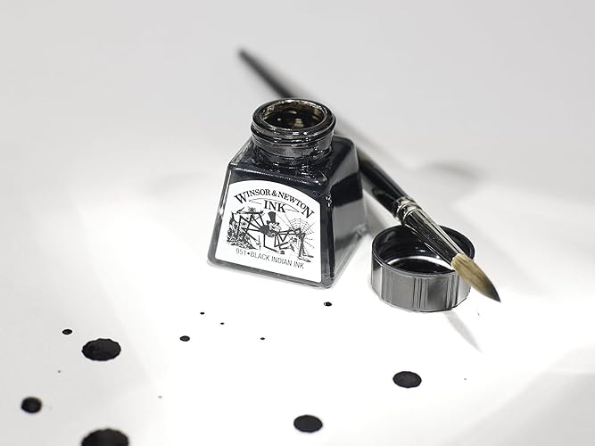 Winsor & Newton Drawing Ink Tinta de Dibujo de Secado Rápido, Negro (Black), 30 ml