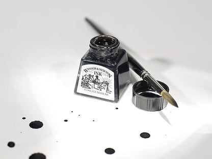 Winsor & Newton Drawing Ink Tinta de Dibujo de Secado Rápido, Negro (Black), 30 ml