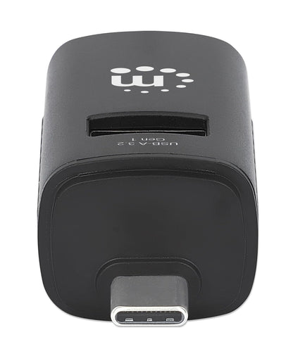 Manhattan 180993 Hub USB-C Negro: 1 Puerto USB 3.0 y 2 USB 2.0, Diseño Ultraportátil, Alimentación por Bus