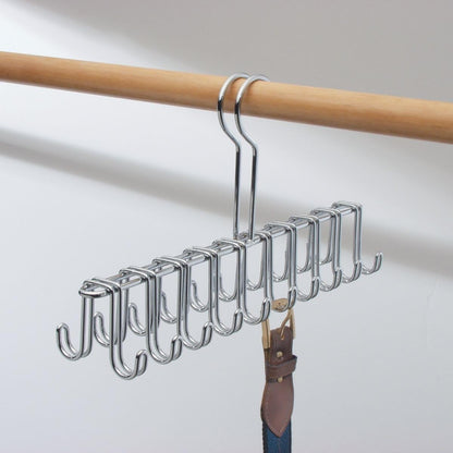 InterDesign Classico Organizador de Corbatas, Colgador de Metal Cromado con 14 Ganchos para organizar Cinturones y Corbatas, Plateado