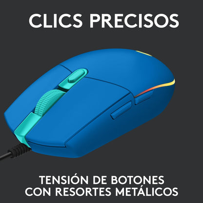 Logitech G203 LIGHTSYNC Mouse Gaming con Iluminación RGB Personalizable, 6 Botones Programables Seguimiento de hasta 8,000 dpi, Ultra-Ligero - Color Azul