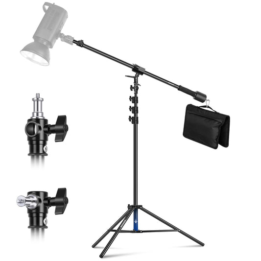 NEEWER Soporte de Luz de Aluminio con Amortiguación de Aire, Soporte de Fotografía Ajustable de 3 Metros con Brazo Articulado, Contrapeso, Saco de Arena, Tornillo de 1/4", Carga Máxima de 5 kg