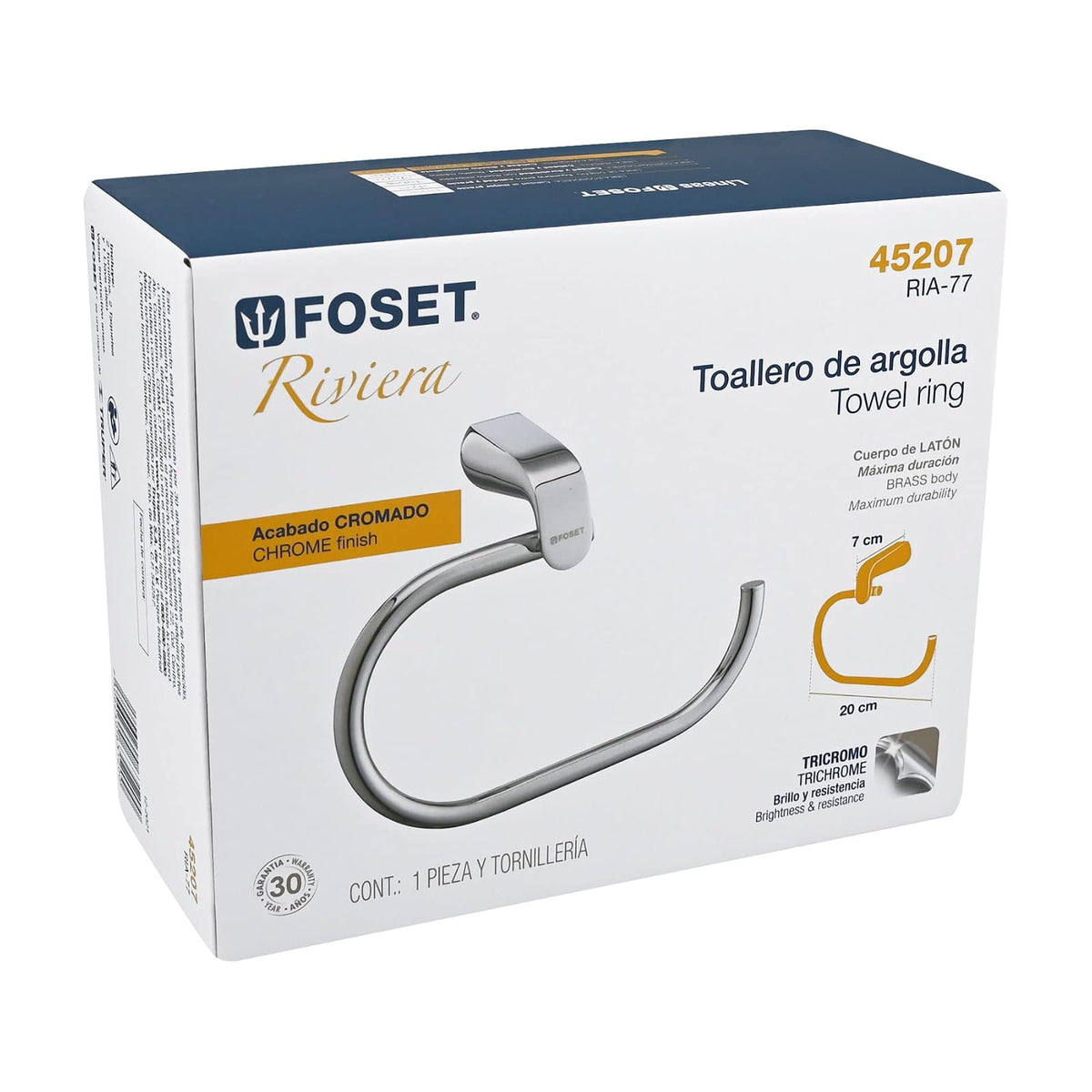Foset Riviera RIA-77, Toallero de argolla, cromado, línea Riviera