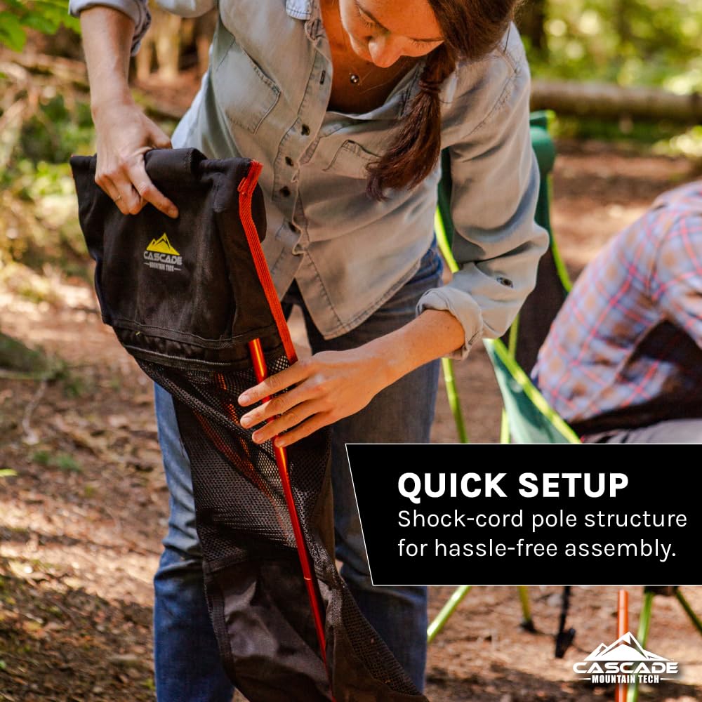 Cascade Mountain Tech - Silla de Campamento – Respaldo Alto Ultraligero para mochileros, Camping, Eventos Deportivos, Playa y picnics con Bolsa de Transporte