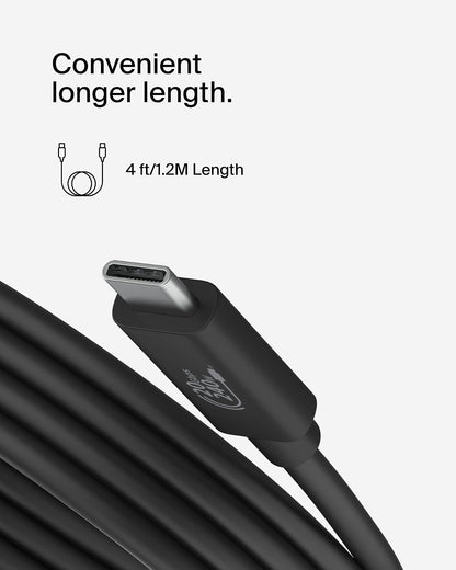 Belkin Connect - Cable USB4 (cable de alimentación de 4 pies/1,2 m), cable USB-C a USB-C con entrega de alimentación de 240 W + 20 Gbps, cable de alimentación compatible con USB4, compatible con