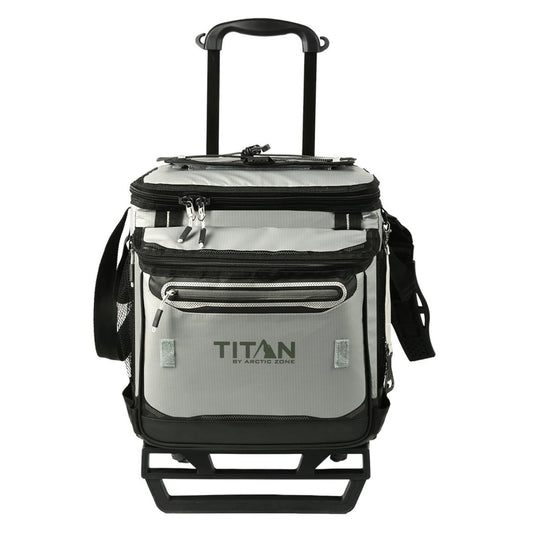 Titan Deep Freeze 60 (50+10) Can Wheeled Cooler - Collapsible Rolling Cooler with Wheels and All-Terrain Cart