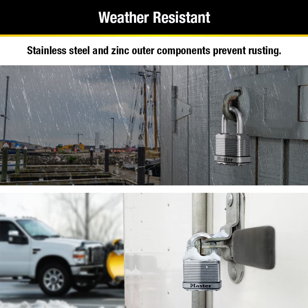 Master Lock M1XKADCCSEN Magnum Candado laminado, 4.45 cm de ancho, acero de 0.8 cm, 2.54 cm de distancia al grillete, Paquete de 1, 1-Inch Shackle, Acero