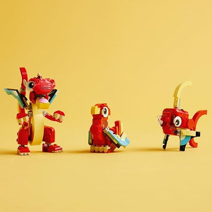 LEGO 31145 Creator 3en1 Dragón Rojo Juguete Convertible en una Figura de un pez o en un Modelo de un fénix
