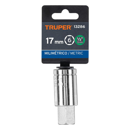 Truper D-1241-17M, Dados de punta hexagonal, cuadro 1/2" de 17mm.