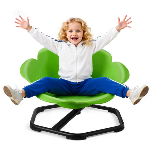 VEVOR Silla Giratoria Infantil Sensorial, Cilíndrica, Soporta hasta 100 kg, con Base Metálica Antideslizante, Favorece la Coordinación, el Equilibrio y la Concentración, Verde, 62 x 62 x 47 cm