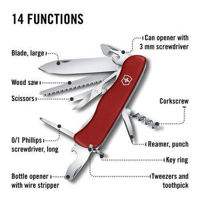 Victorinox Outrider, color Rojo, 111 mm, 14 Usos