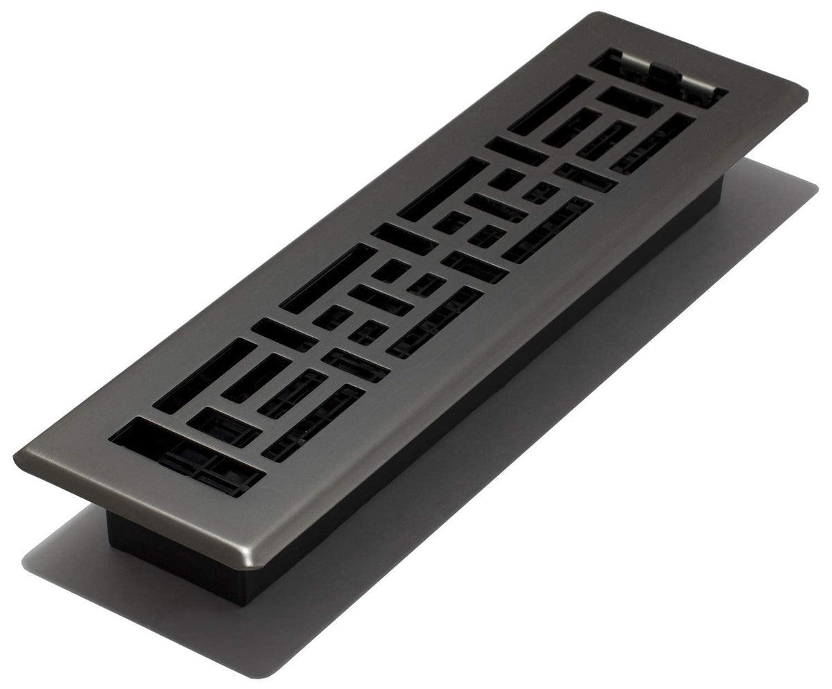 Decor Grates AJH212-GM - Registro de suelo oriental, 2 x 12 pulgadas, pistola de metal - 2x12 Inches - Metal (Gun Metal)