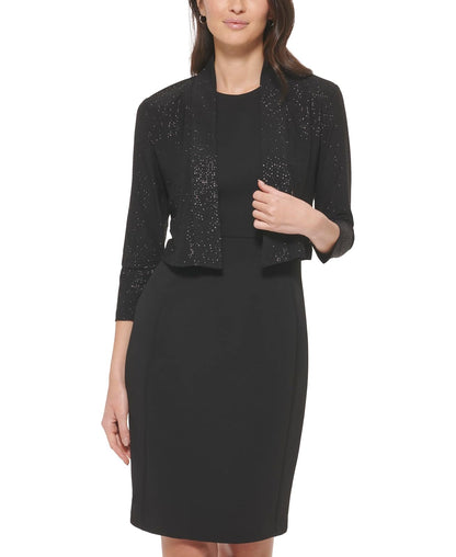 Calvin Klein Three-Quarter-Sleeve Shimmer de la Mujer Shrug, Color