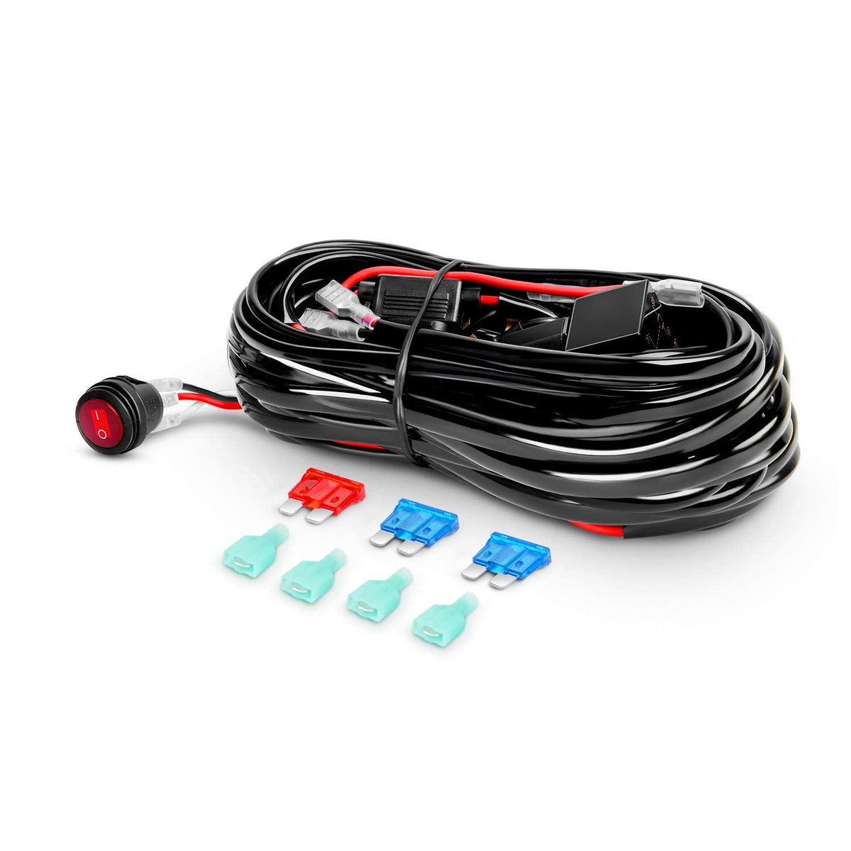 Nilight - Kit de arnés de cableado para barra de luz LED, interruptor de encendido y apagado de 12 V, hoja de relé de alimentación - 16AWG Wiring Harness-2 Leads