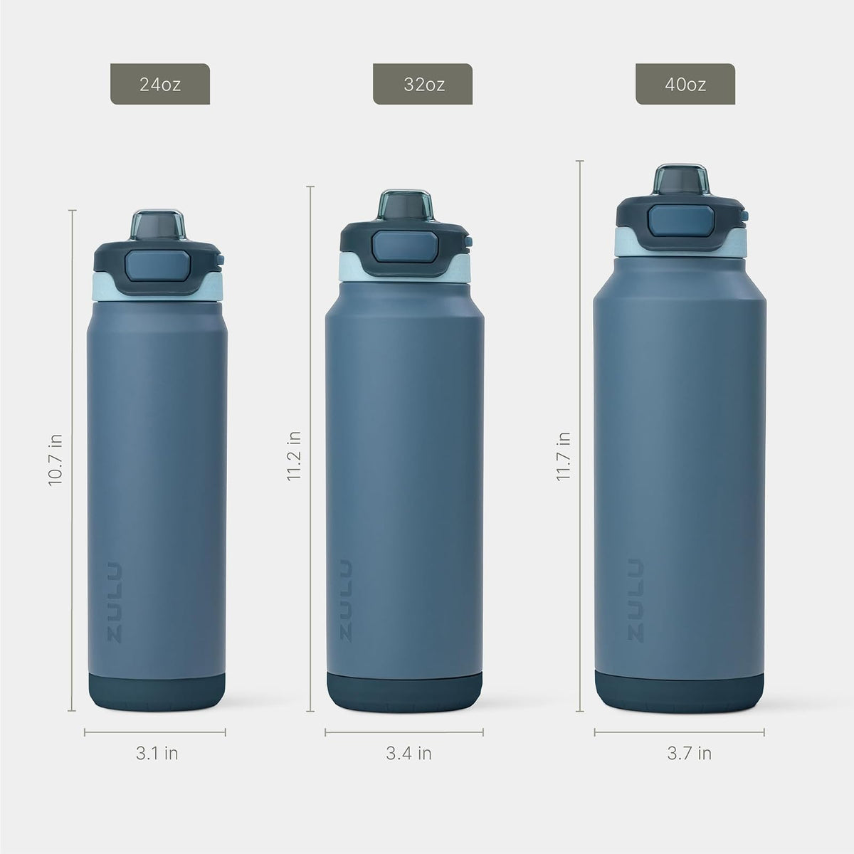 ZULU Powerfill Pro - Botella de agua de acero inoxidable de 32 onzas con tapa de llenado rápido, metal aislado al aspiradora de triple pared, tapa de bloqueo a prueba de fugas, beber y chug,