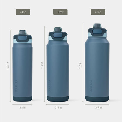 ZULU Powerfill Pro - Botella de agua de acero inoxidable de 32 onzas con tapa de llenado rápido, metal aislado al aspiradora de triple pared, tapa de bloqueo a prueba de fugas, beber y chug,