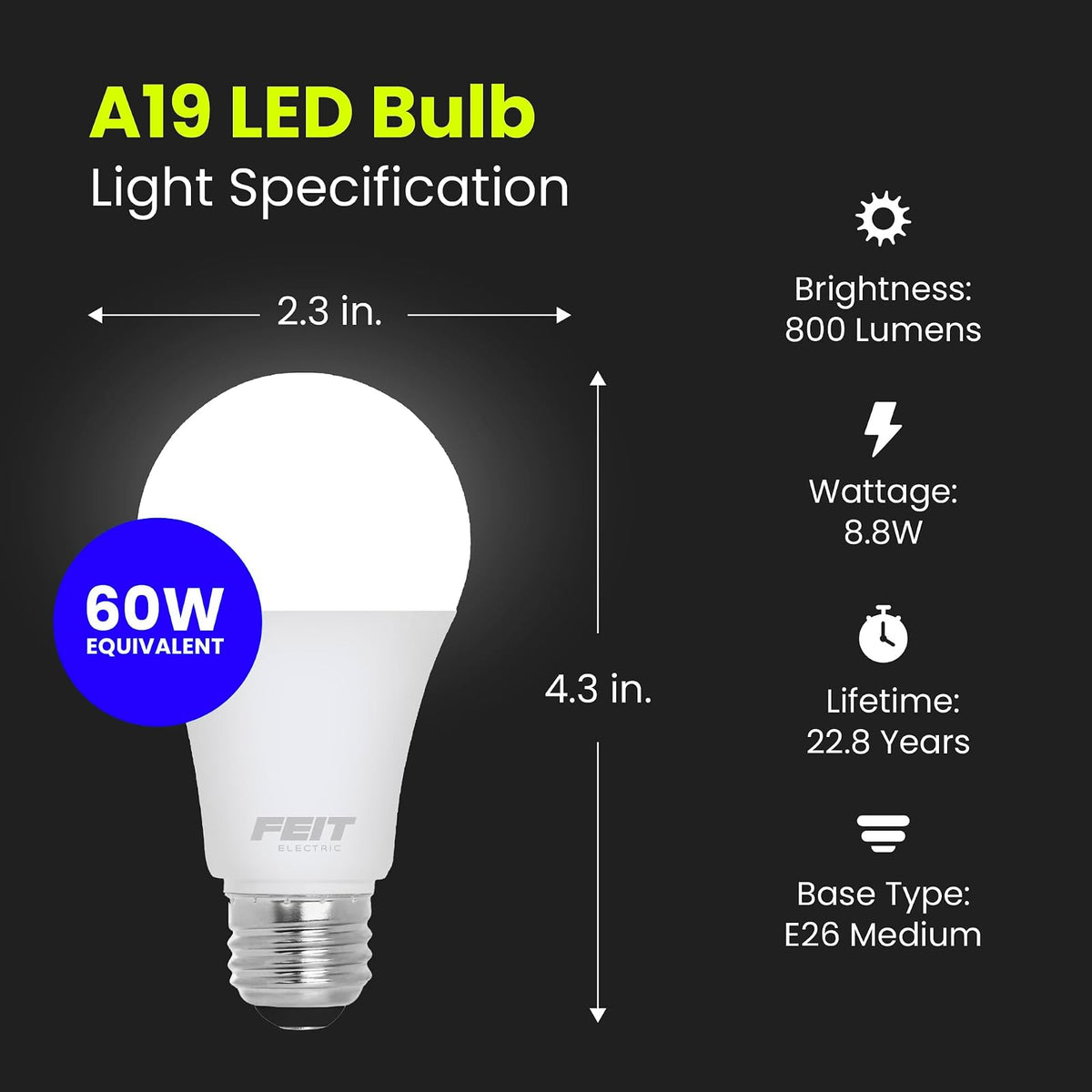 FEIT ELÃ‰CTRICA OM60DM/950CA/4 60W A19 5K foco LED
