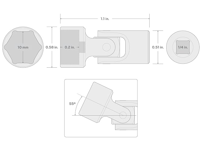 Tekton Enchufe Universal 6 Puntos SHD08110 | 1/4 in, 10 mm