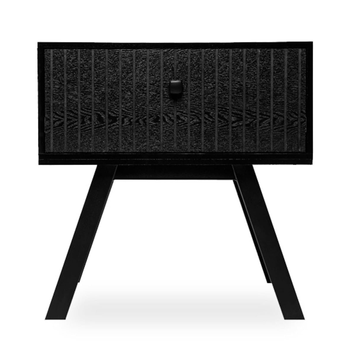 Sochic Buró Negro con 1 Cajón con Diseño en Líneas Verticales y Estructura de Madera MDF.