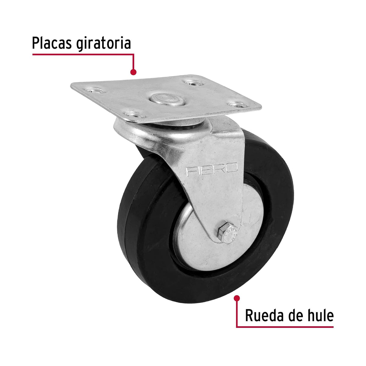 Fiero RO-1218, Rodaja hule 5", 35 mm, placa giratoria, con balero