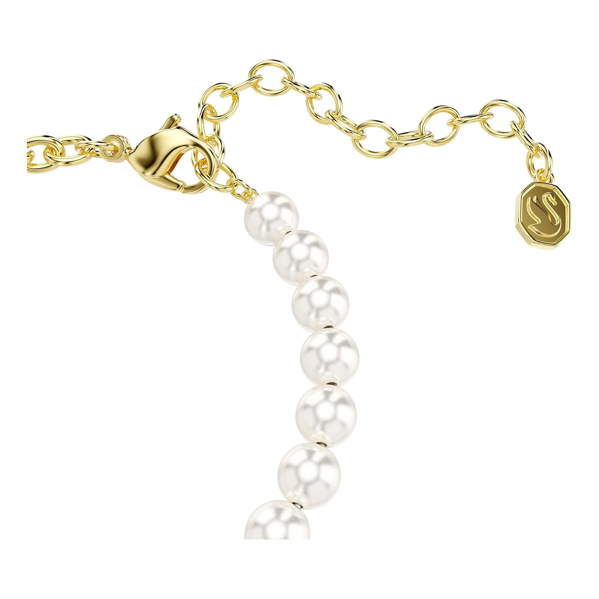 Pulsera Swarovski Idyllia, Crystal Pearl, Corte redondo, Teddy, Gold tSwarovski One, Oro-tSwarovski Un baño