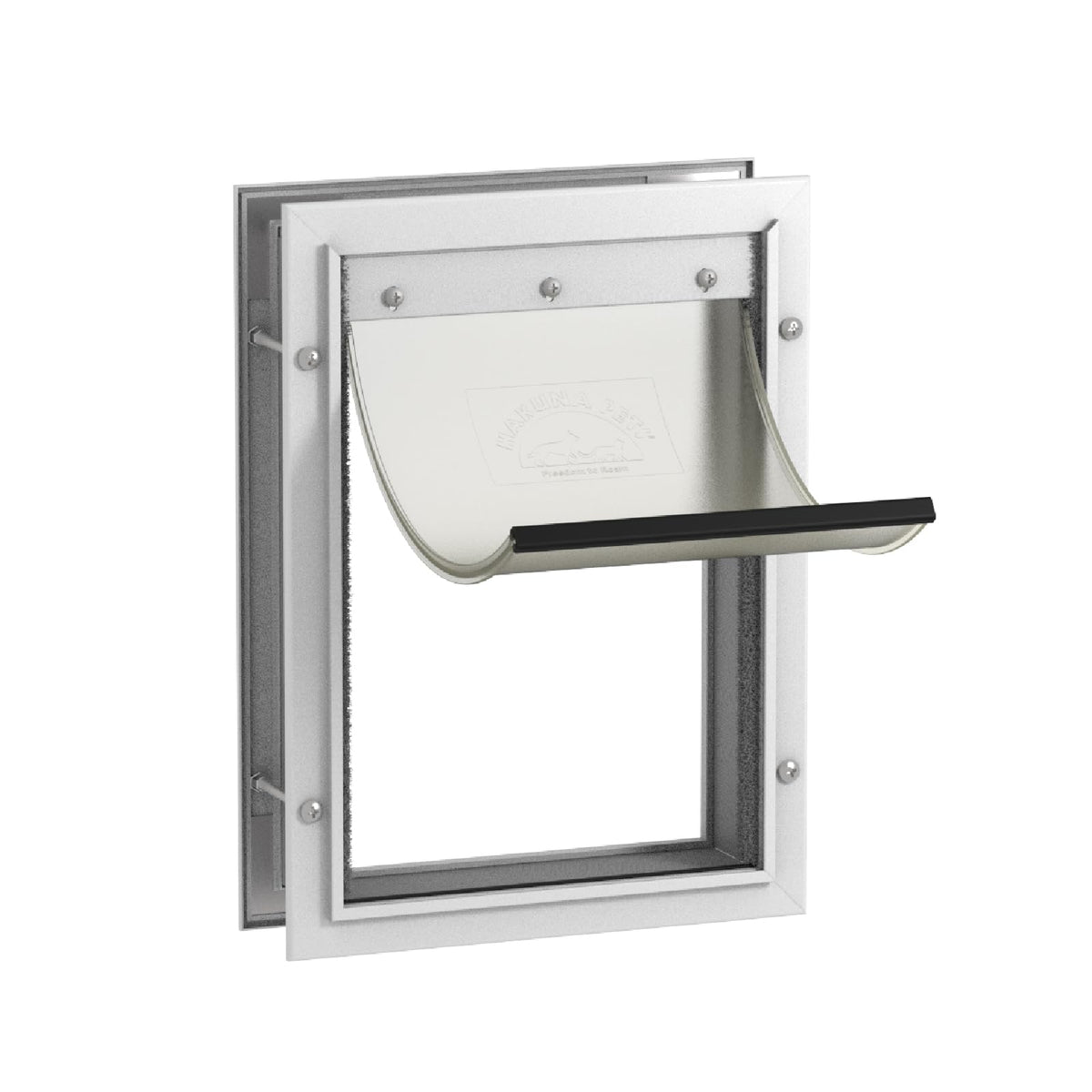 Hakuna Pets Puerta de Aluminio para Mascotas con Panel de Bloqueo de 2 Vías - Medium for Pets to 42 lbs - Blanco