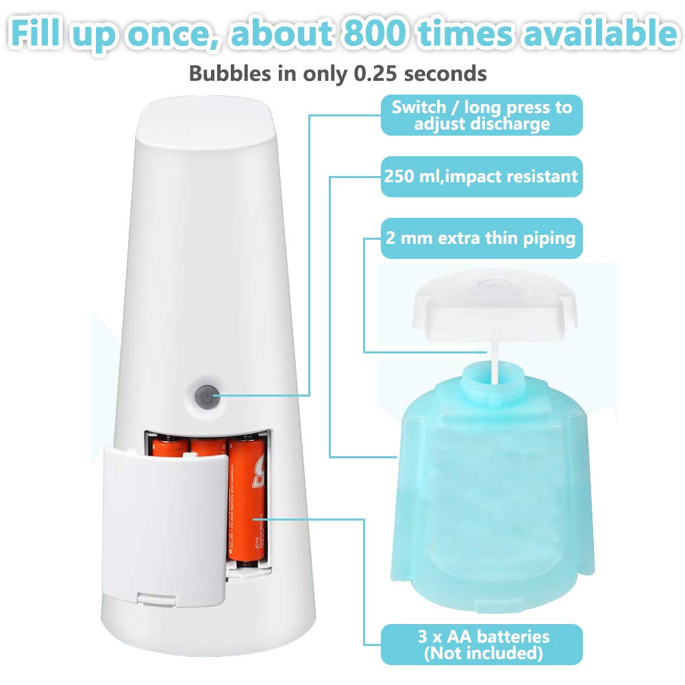 LAOPAO - Dispensador automático de jabón espumoso, sin contacto, manos libres, para encimera, cocina y baño