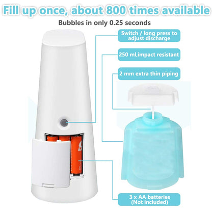 LAOPAO - Dispensador automático de jabón espumoso, sin contacto, manos libres, para encimera, cocina y baño