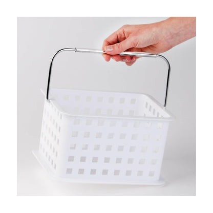 InterDesign Basic Cesta organizadora, canasto Organizador de baño de tamaño pequeño en plástico para artículos de Ducha y cosmética, Blanco