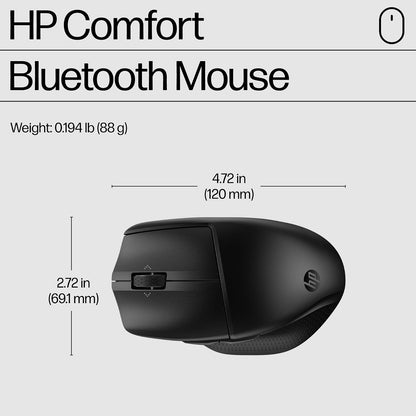 HP Mouse Bluetooth 480 Comfort, Forma contorneada, Botones programables, Bluetooth, Compatible con Varios Sistemas operativos, Agarre Lateral Suave (8T6M3AA)