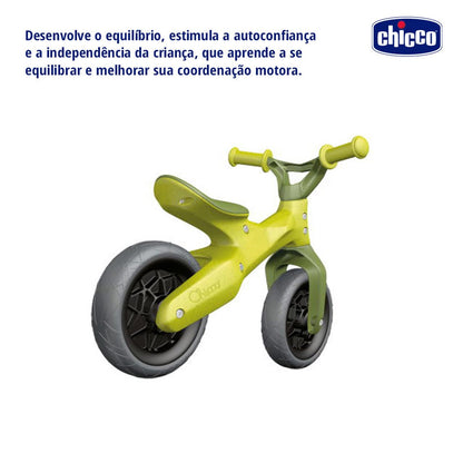 Chicco Balance Bike Eco+, Bicicleta Infantil de 18 Meses a 3 años, hasta 25 kg, Bicicleta sin Pedales para el Equilibrio, Manillar y sillín ergonómicos, Ruedas antipinchazos, 80% plástico Reciclado