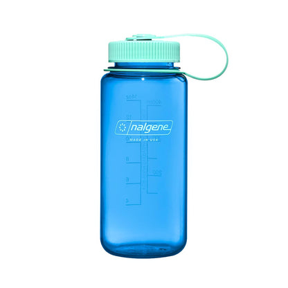 Nalgene Botella de agua – Botella ligera de Tritan sin BPA inastillable para mochileros, senderismo, gimnasio, 16 onzas, boca ancha, azul aciano