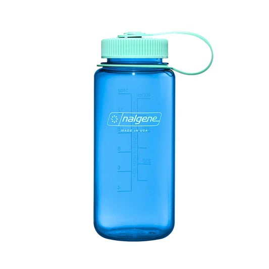 Nalgene Botella de agua – Botella ligera de Tritan sin BPA inastillable para mochileros, senderismo, gimnasio, 16 onzas, boca ancha, azul aciano