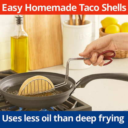 HIC - Pinza de concha de taco, acero, para hacer conchas de taco caseras