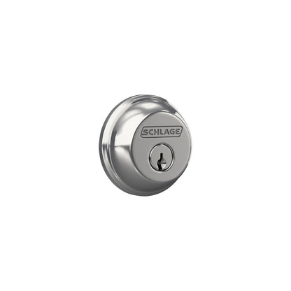 Schlage Deadbolt, llave 1 lado, Keyed-1-Side_, Bright Chrome | Cerrojo de un solo cilindro con llave exterior y giro en el pulgar en el interior, ajuste universal, la más alta seguridad